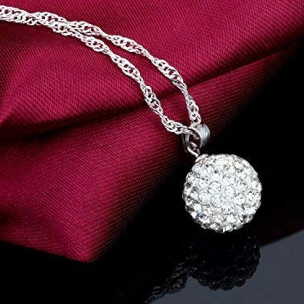 Crystalline Azuria Crystal Ball Pendant Necklace | Silver