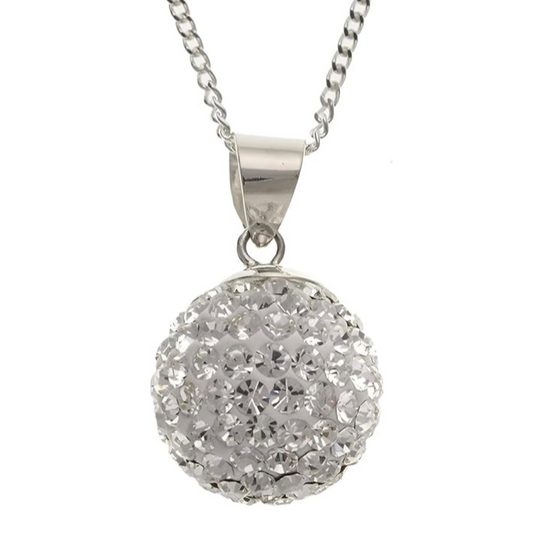 Crystalline Azuria Crystal Ball Pendant Necklace | Silver