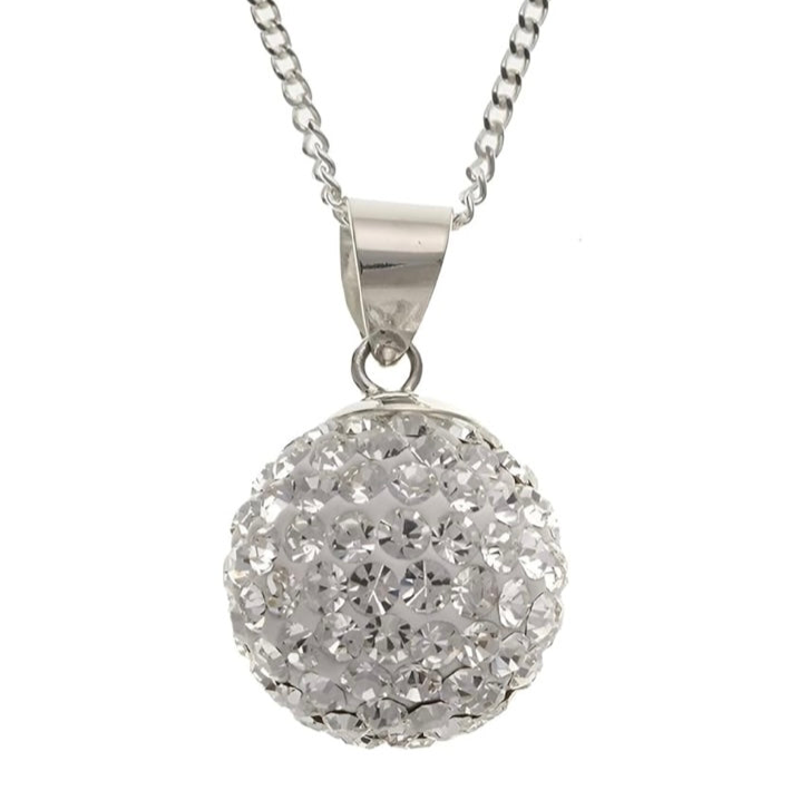 Crystalline Azuria Crystal Ball Pendant Necklace | Silver