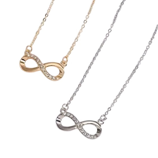 Sparkling Infinity Sign Adjustable Necklace | Silver & Gold