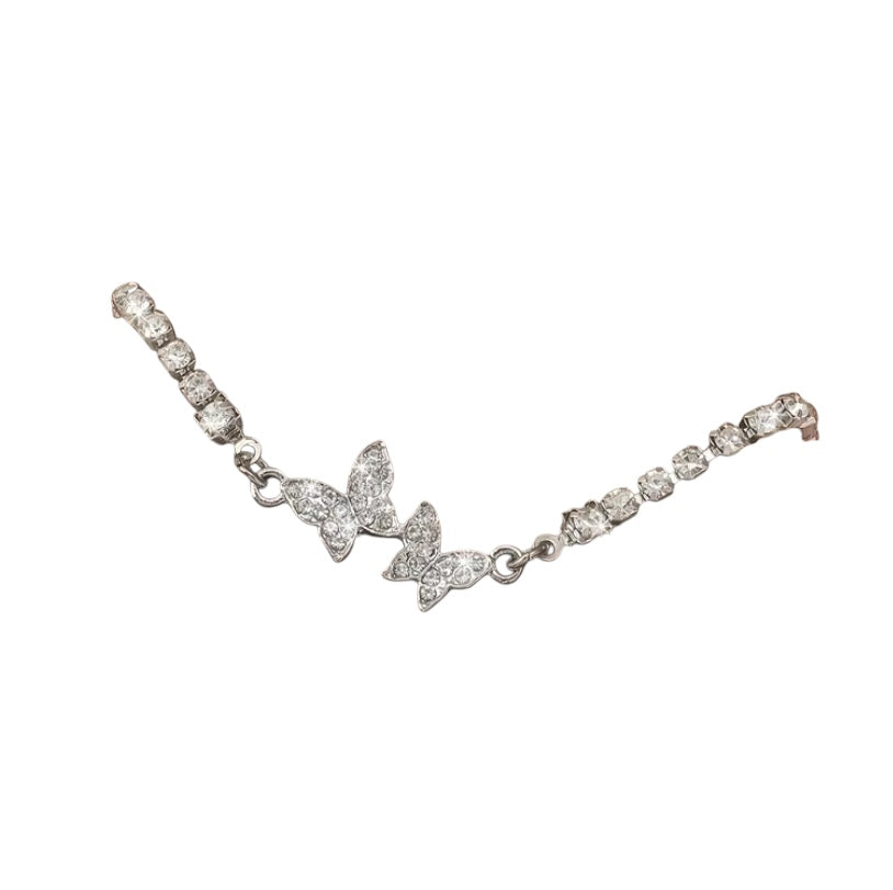 Women’s Rhinestone Adjustable Butterfly Bracelet | Silver