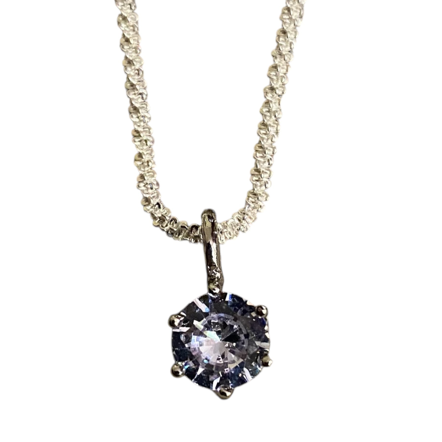 Cubic Zirconia Gemstone Adjustable Necklace | Silver