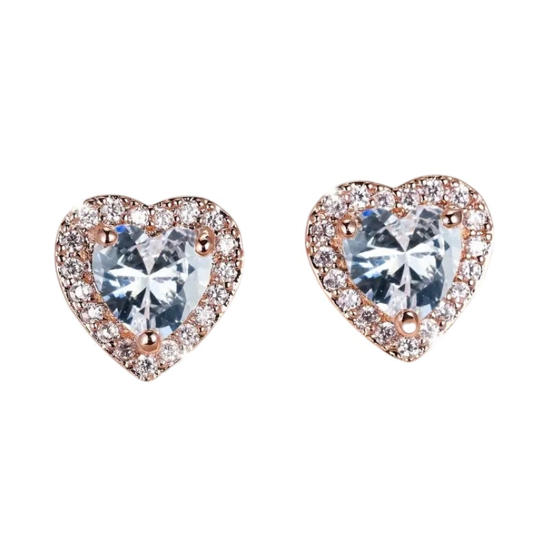 Women’s Heart Stud Earrings | Silver & Emerald