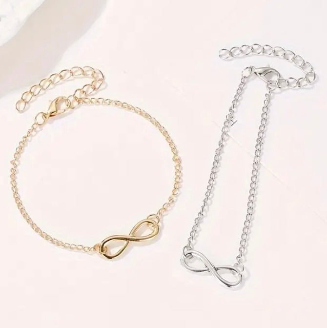 Infinity Charm Adjustable Bracelet | Silver & Gold