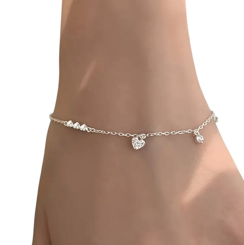 Cubic Zirconia Luxury Love Heart Bracelet | Silver