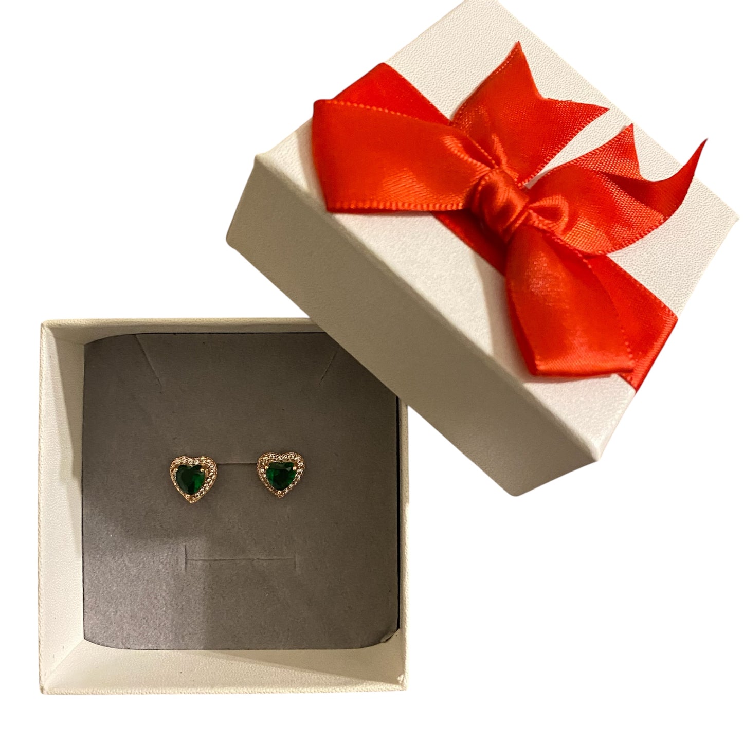 Women’s Heart Stud Earrings | Silver & Emerald