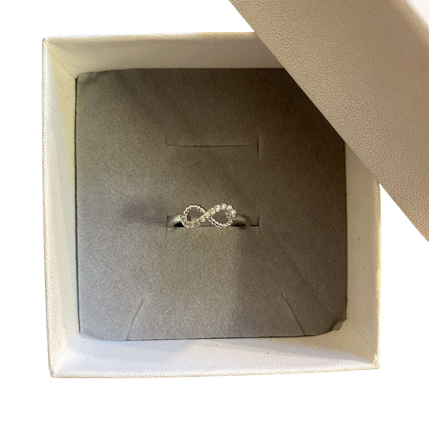 Cubic Zirconia Adjustable Infinity Sign Ring | Silver