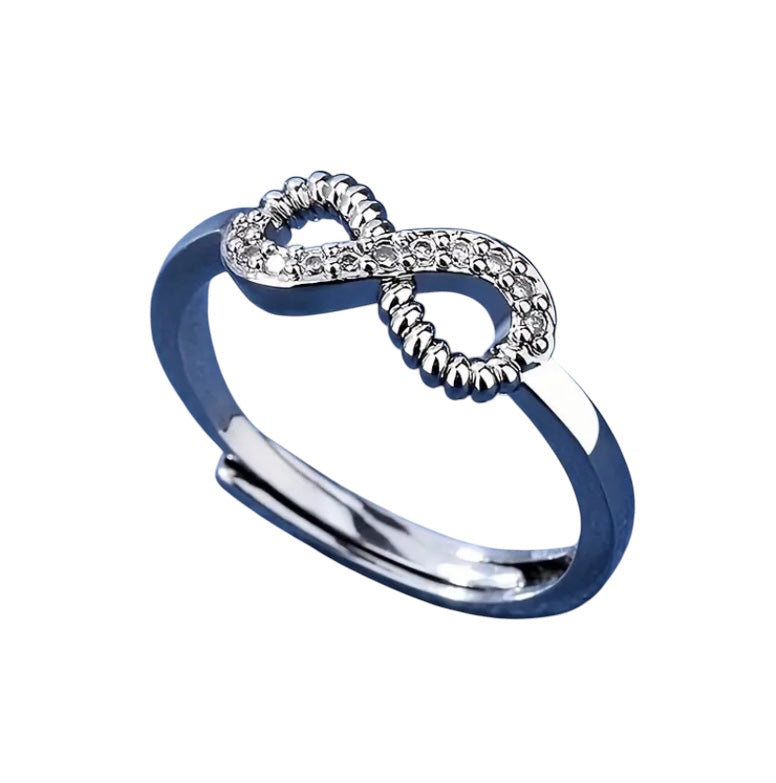 Cubic Zirconia Adjustable Infinity Sign Ring | Silver