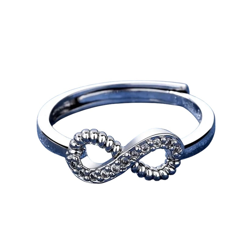 Cubic Zirconia Adjustable Infinity Sign Ring | Silver